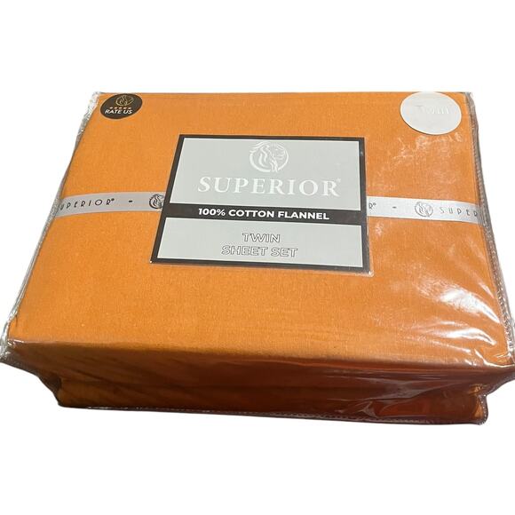 Superior 100% Cotton Flannel Twin Sheet Set 3 piece in Pumpkin - Picture 5 of 5